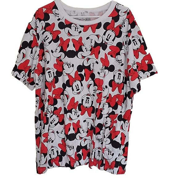 Disney Womens Minnie Mouse Top Tee Plus Size 3X Short Sleeve Crew Neck Stretch - Picture 1 of 8
